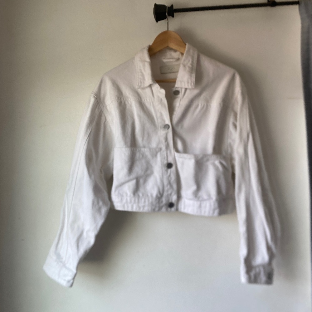 BlankNYC M Cropped White Denim Jacket - Picture 2 of 12
